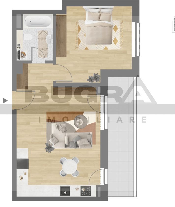 Apartament 2 camere, 54mp, balcon, garaj, zona C. Coposu - Poză 3