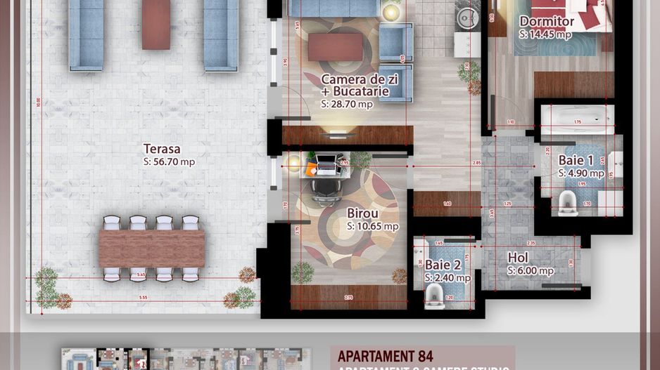 Apartament 3 camere cu terasa  Titan Pallady Metrou Nicolae Teclu - Schiță 13