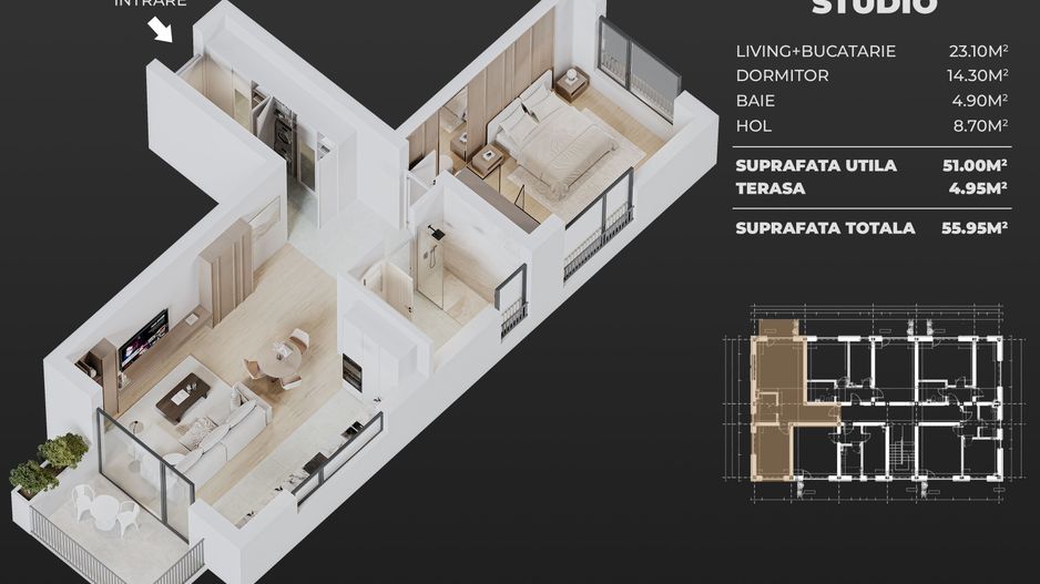 2cam.studio dec.+parcare/central Popesti-Leordeni - Poză 1