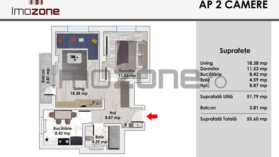LUJERULUI - GRAND VIA, 2 CAMERE, ETAJUL 2, LIFT,  MOBILAT - UTILAT,  COMISION 0% - Poză 8