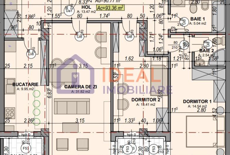 Apartament generos de 3 camere cu balcon,  91 mp utili, zona Turnisor - Schiță 11