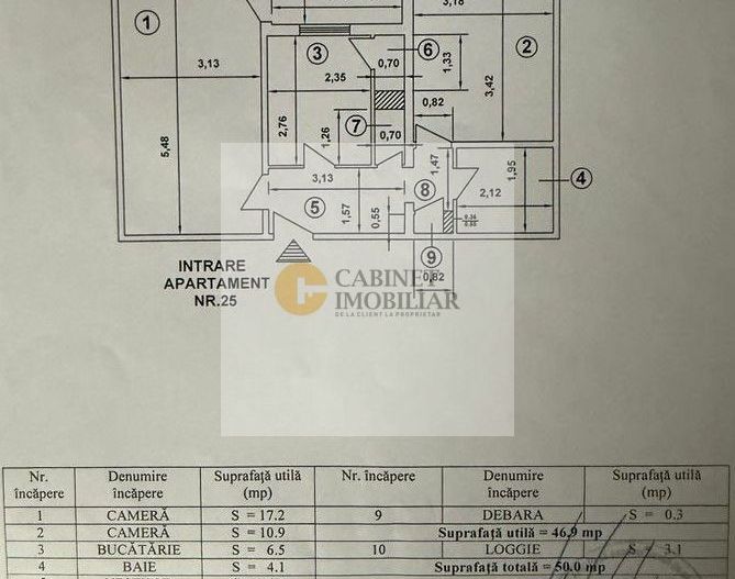 2 Camere-50MP | Decomandat | 1981 | Centrala | 4/8 | Creditabil | Gorj - Schiță 12