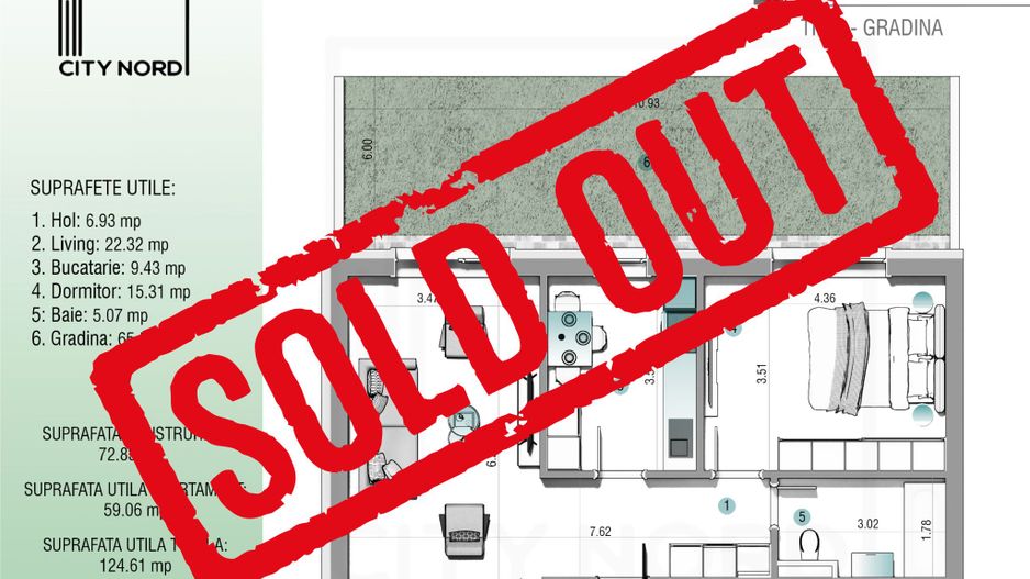 Apartament 2 camere – 59 mp utili + Grădină 65 mp (Parter/3) - Poză 1