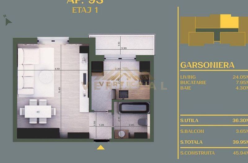 Garsoniera, bloc nou, Vidra - Poză 1