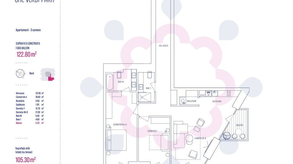 Vanzare 3 camere ONE Verdi Park | Finalizat - Schiță 11