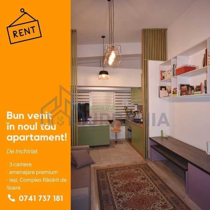 Apartament 3 camere premium de închiriat în Complexul Rezidențial „Răsărit de soare”, Păcurari, zona Alpha Bank, Iași - Poză 1
