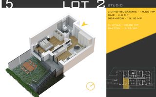 2 camere cu gradina Titan Pallady  Metrou Nicolae Teclu - Schiță 1