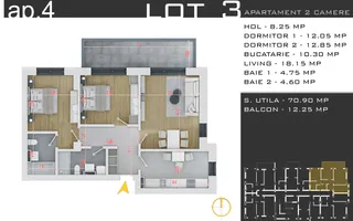 Apartament 3 camere-Loc Parcare Bonus-Theodor Pallady - Schiță 14