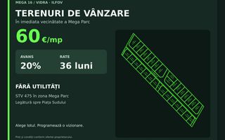 Teren Vidra – Mega Parc | 60 €/mp | Avans 20%, rate 36 luni - Poză 3