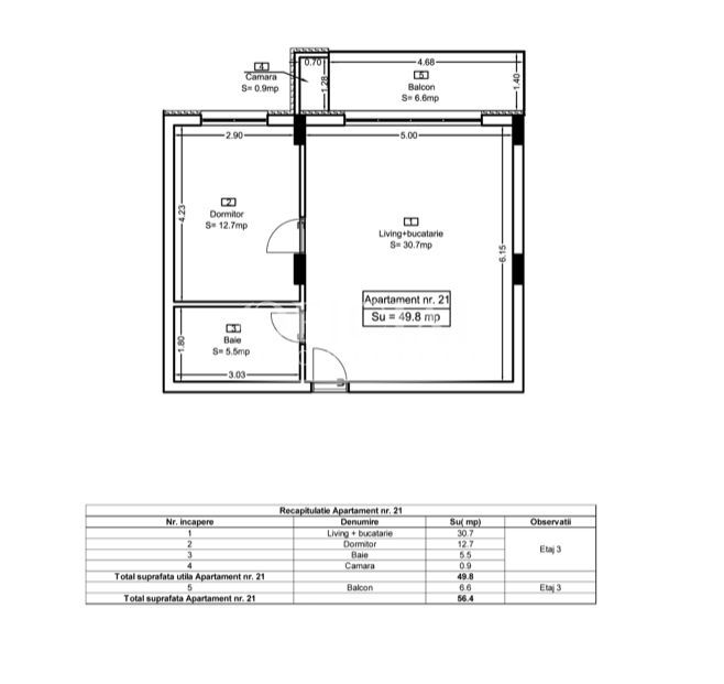Dezvoltator | Apartament 2 Camere | 47 mp | Parcare Zona Eroilor - Poză 12