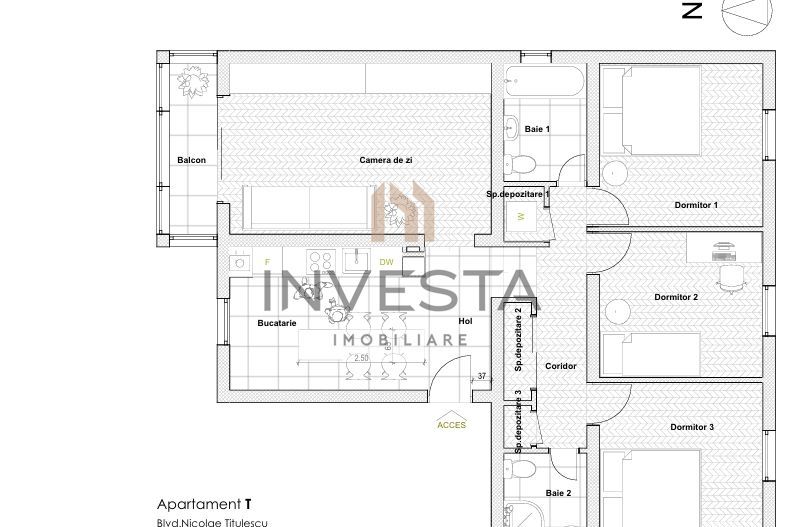Apartament cu 4 camere decomandate, bd. Titulescu. - Schiță 3