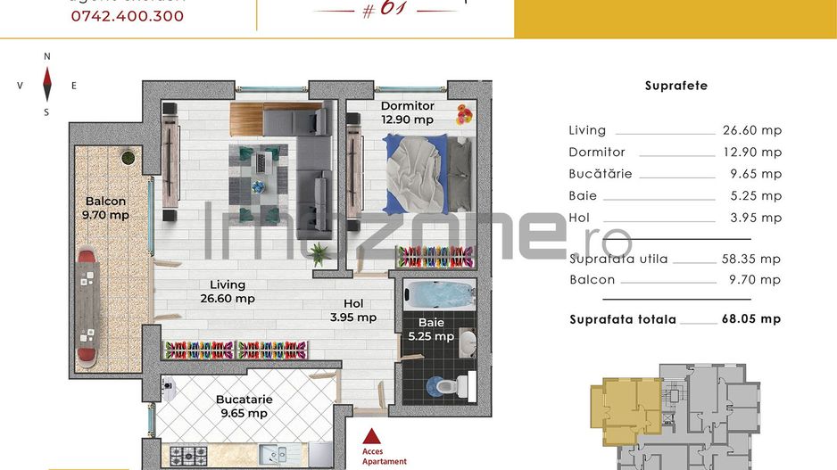 Drumul Taberei - Exigent - Parcul Liniei, 2 camere, lift, etajul 3, centrala - Schiță 5