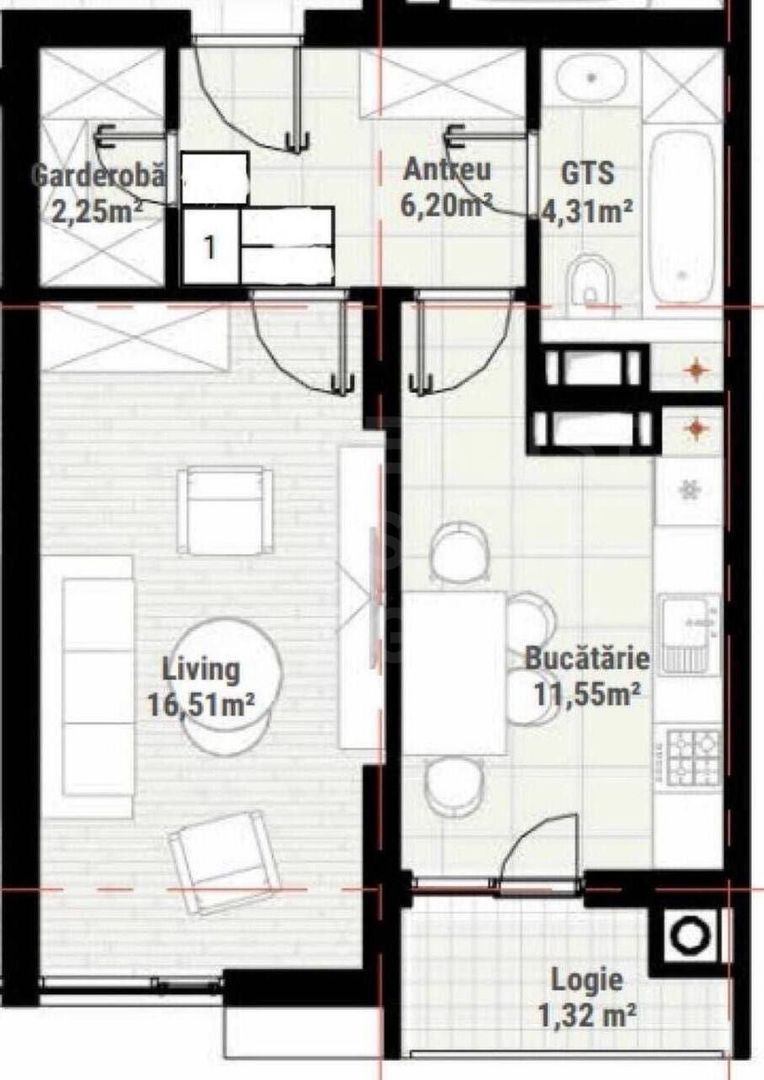 Vânzare, apartament, o cameră, str. Regina Elisabeta, Durlești - Poză 6