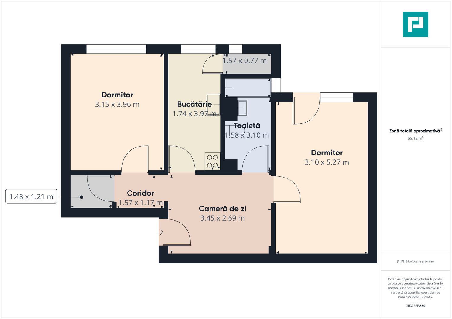 Apartament cu 2 camere de vânzare în zona Vlaicu - Poză 6