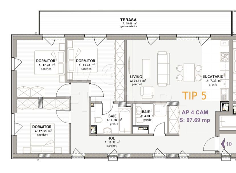 Vânzare apartament 4 camere imobil nou, Borhanci - Poză 2