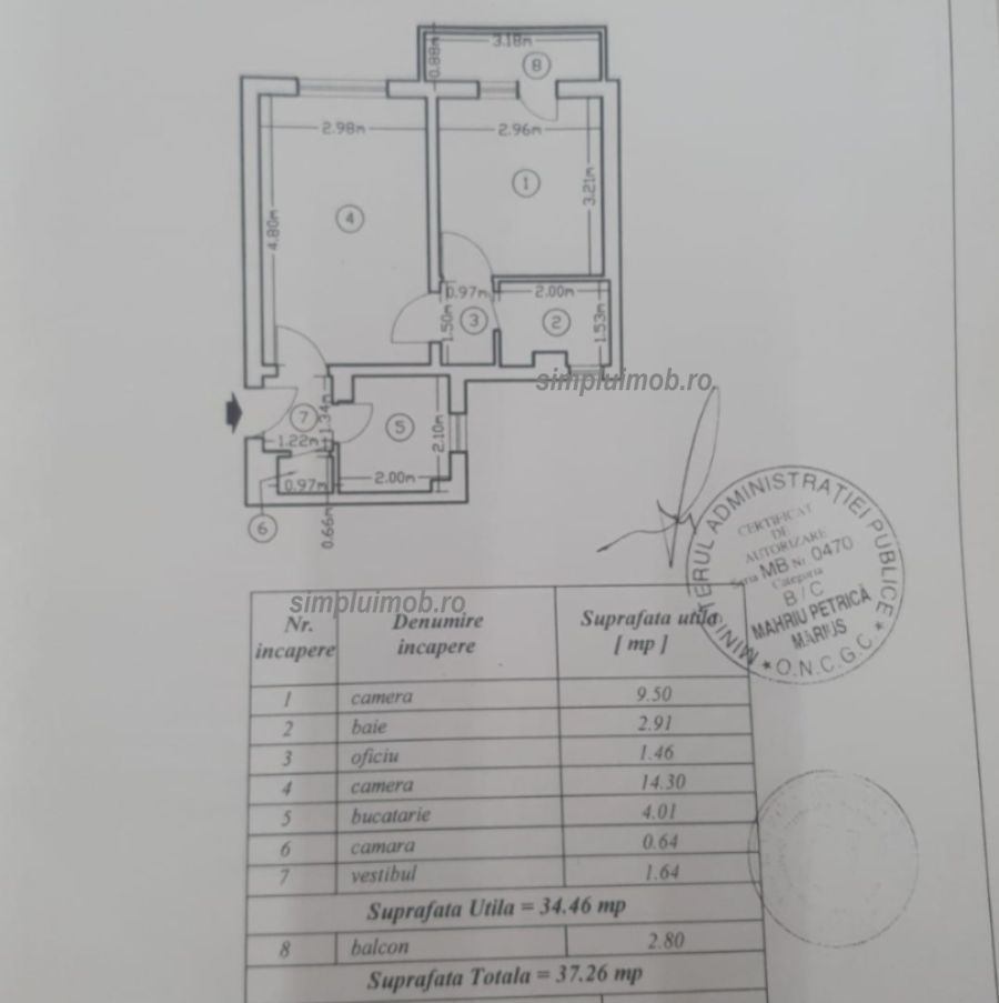 Metrou 1 Decembrie 1918 2 camere mobilat - Schiță 9