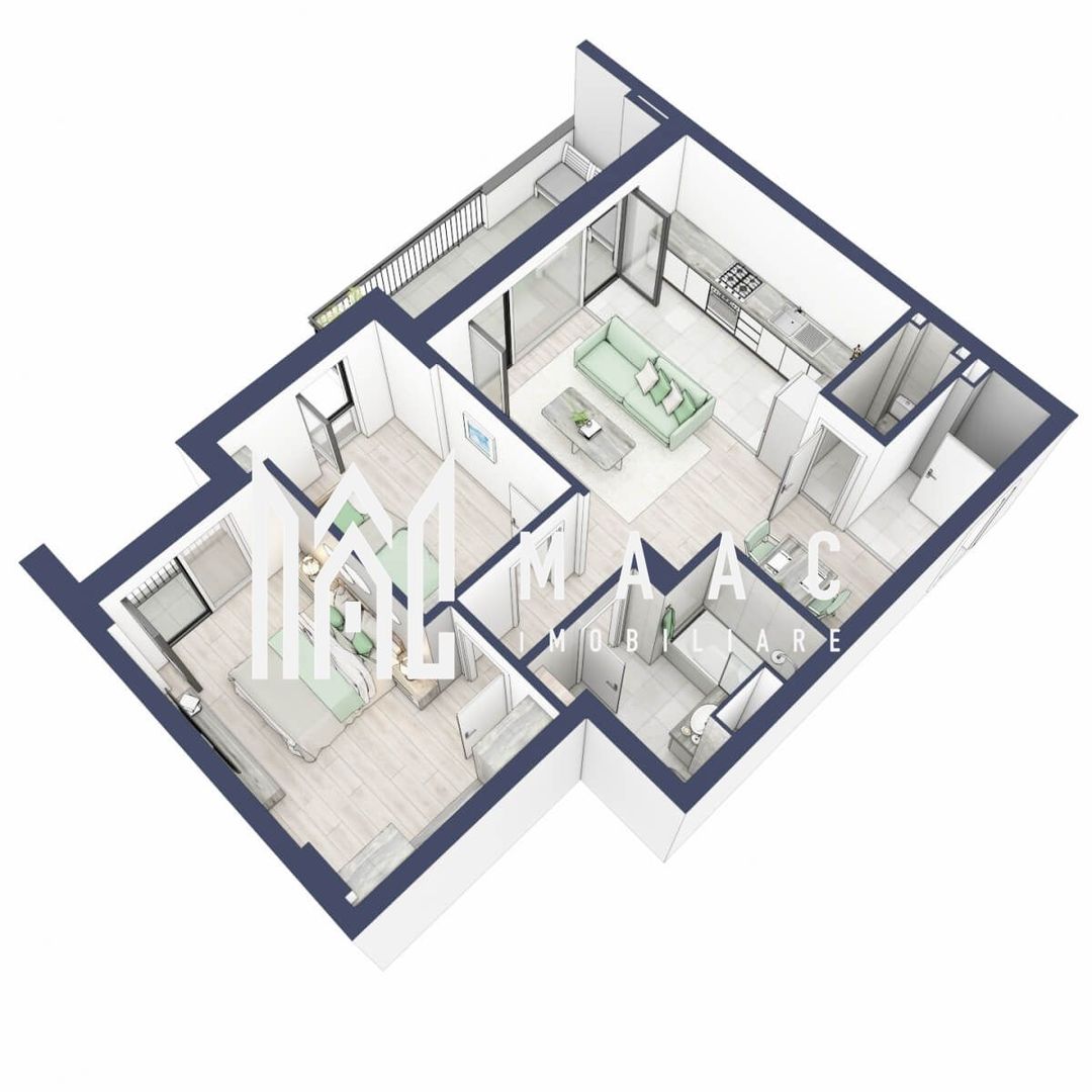 Apartament 3 camere | Etaj 1 | Balcon 10.6 mp | Turnisor - Poză 5