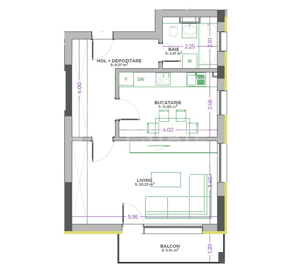 Vânzare, apartament cu o cameră, zona Tractorul - Schiță 6