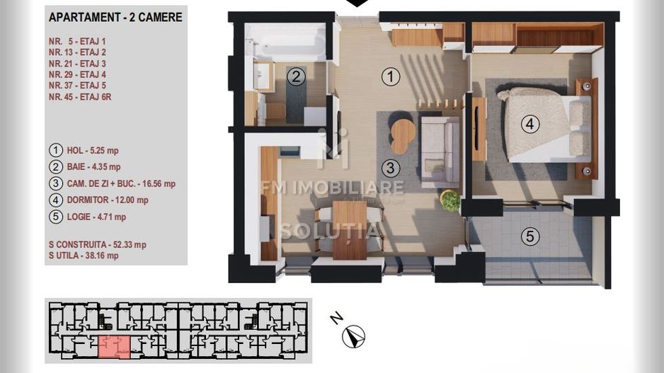 Apartament 2 camere | Bloc Nou | Etaj 1 | Str. C. Brâncoveanu - Poză 1