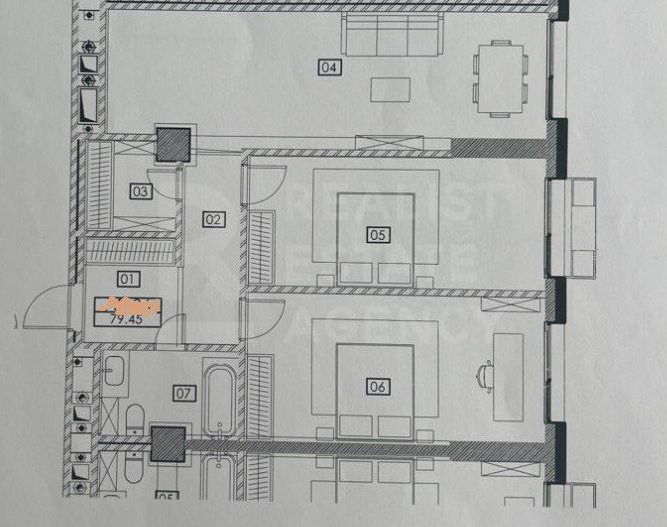 Vânzare, apartament, 3 camere, bd. Renaşterii Naţionale, Râșcani - Schiță 2