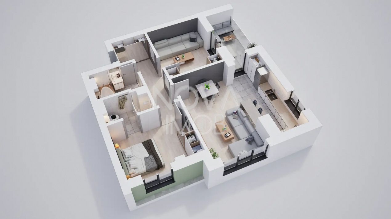Apartament 3 camere, etaj intermediar, ansamblu nou Calea Surii Mici - Poză 11