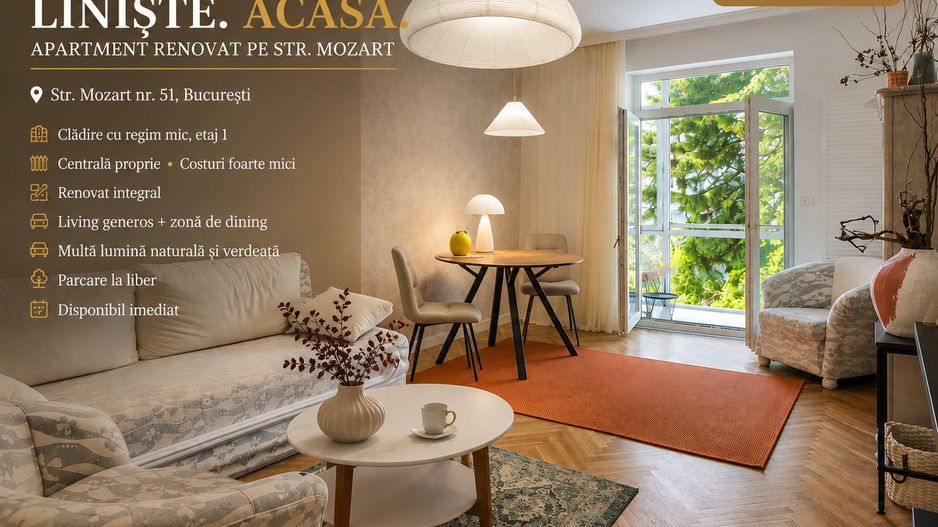 Apartament superb renovat | Str. Mozart | Etaj 1 | Centrală proprie | - Poză 1