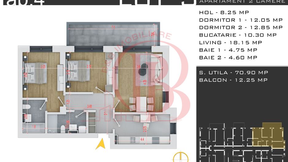 Apartament 3 camere-Promotie Loc Parcare -Theodor Pallady - Schiță 14