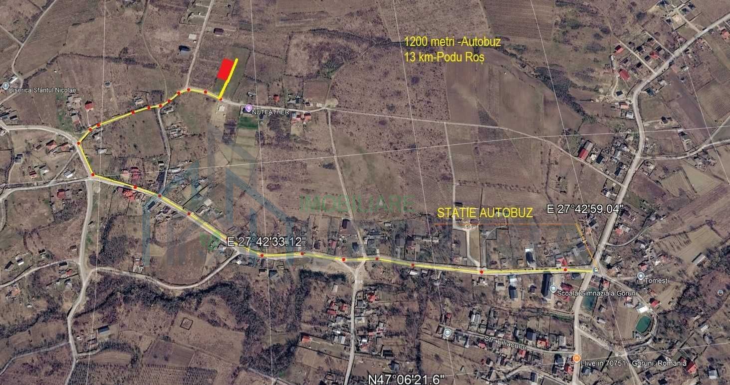 Teren de vânzare 621 mp în Tomesti-Goruni, intravilan, construibil - Poză 1