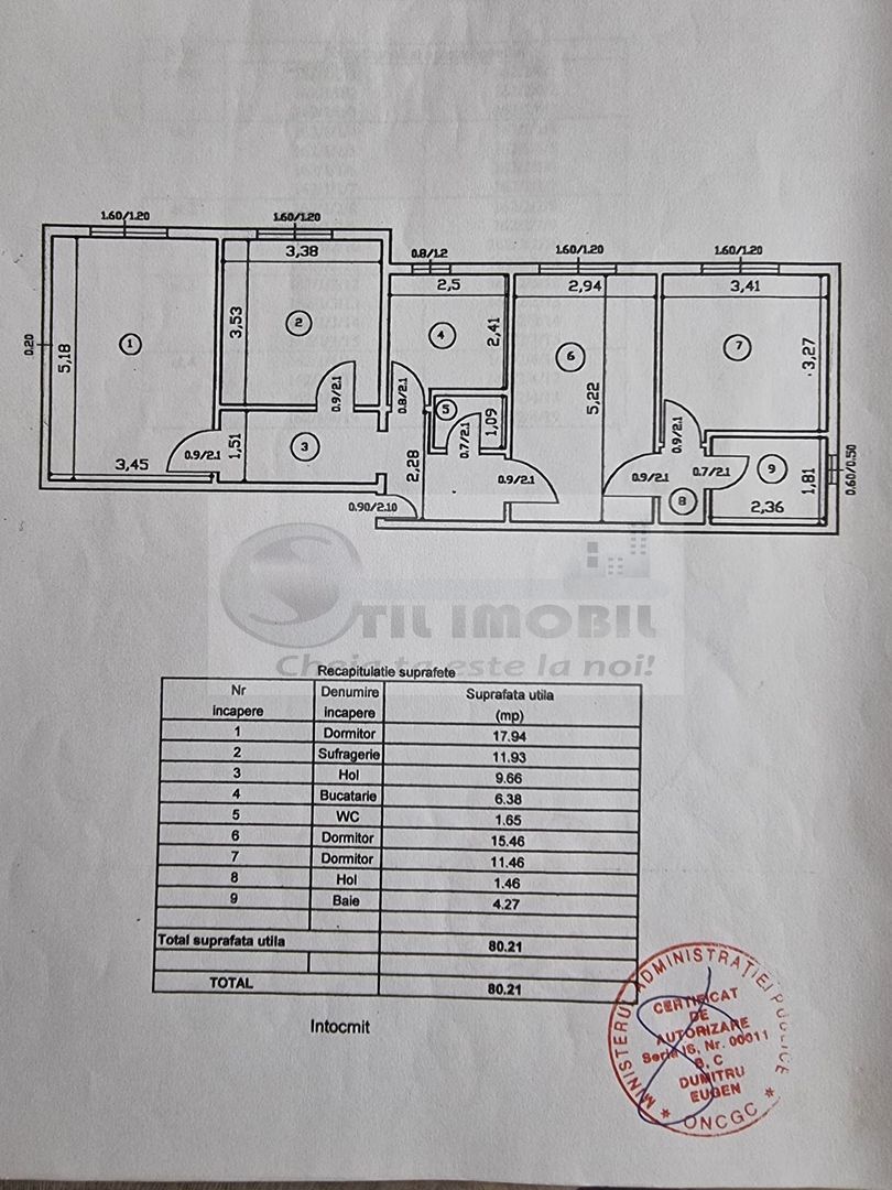 Apartament 4 camere - 80.21 mp - 2 bai - Nicolina - Str. Libertatii ! - Schiță 8