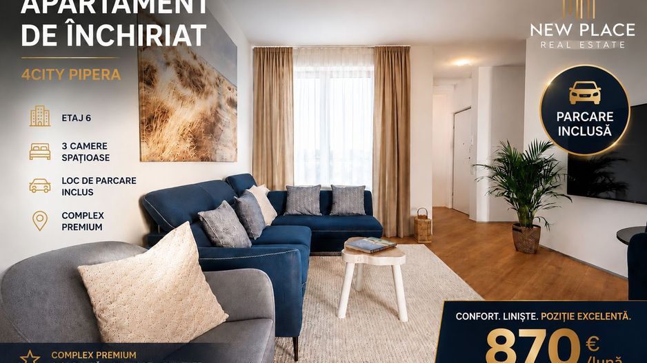 Nou! Rond Omv, Pipera- 4City- 3 camere si loc de parcare - La cheie - Poză 1