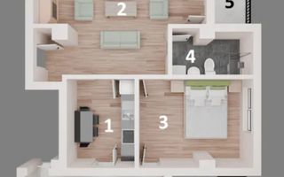 Apartament 2 camere Otopeni – bloc nou, central, terasă și parcare - Schiță 6