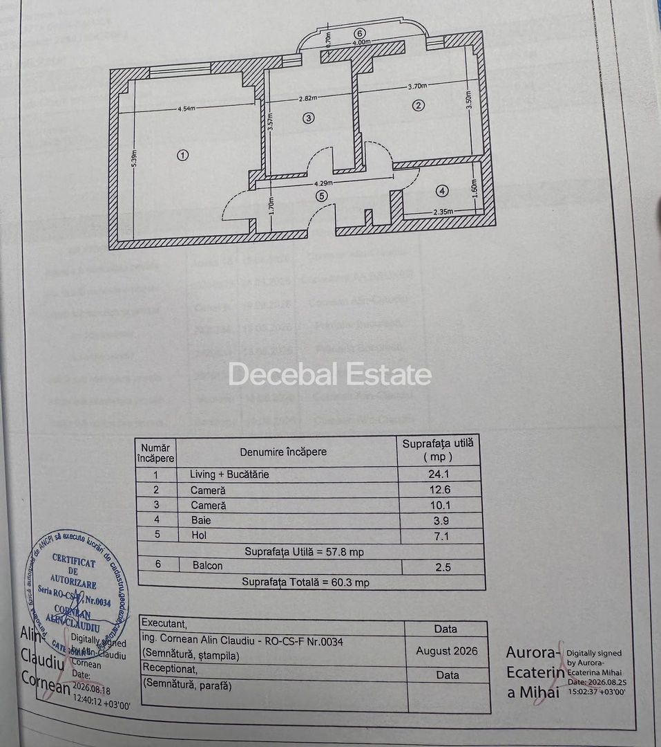 3 Camere Zona Decebal Decomandat Complet Renovat Bloc 1987 - Schiță 11
