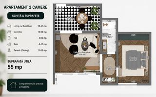 Apartament 2 camere- La cheie-Calea Surii Mici - Poză 3