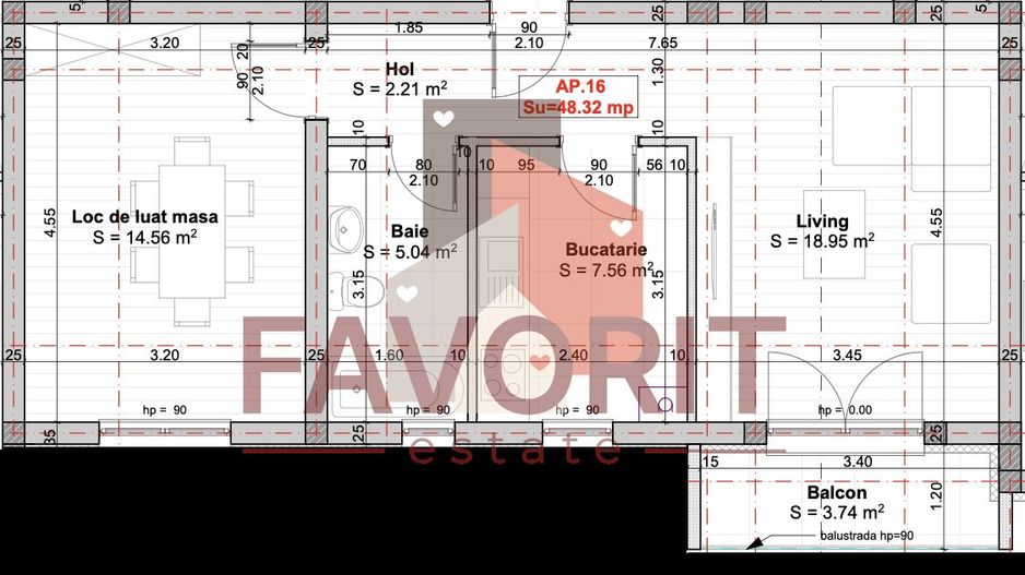 Apartament cu 2 camere decomandat in Giroc. Strada asfaltata. Loc de parcare. - Schiță 8