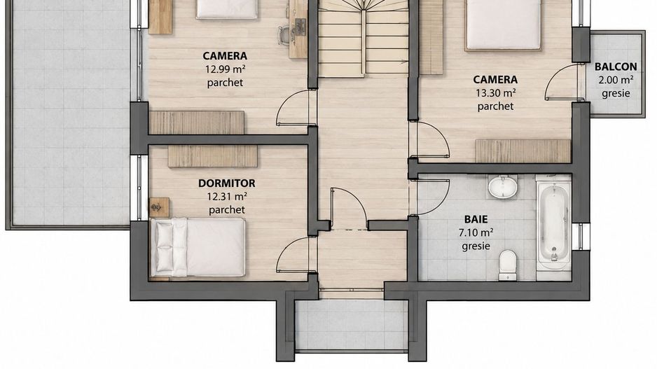 Casă singur în curte, materiale premium Corunca (4camere) - Poză 4