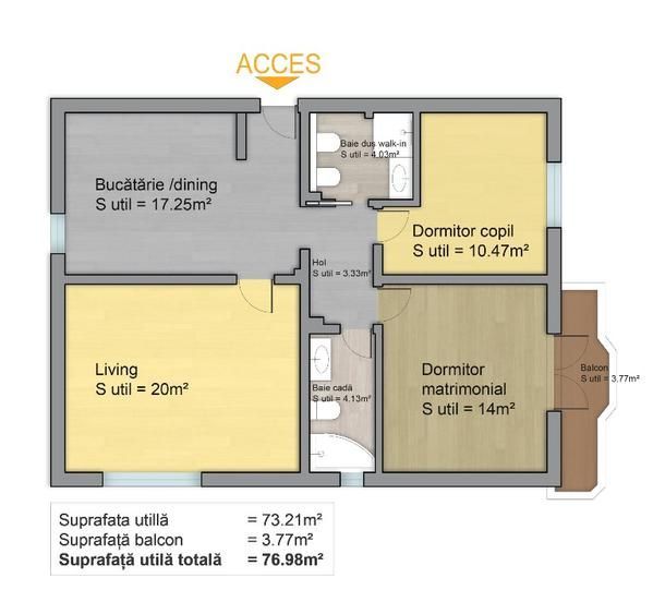 Apartament 3 camere -Camera de comert - Poză 15