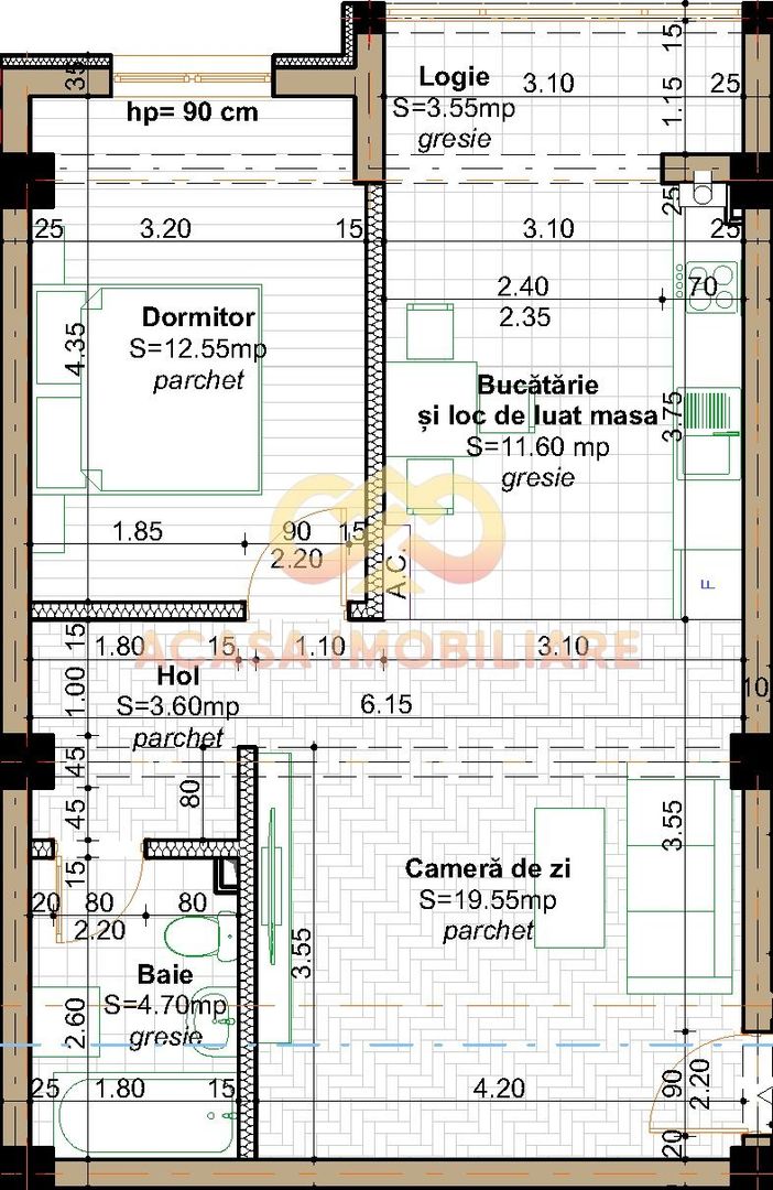 NOU ROND ERA PACURARI AP. 2 Camere 56 Mp cu terasa si gradina - Poză 2