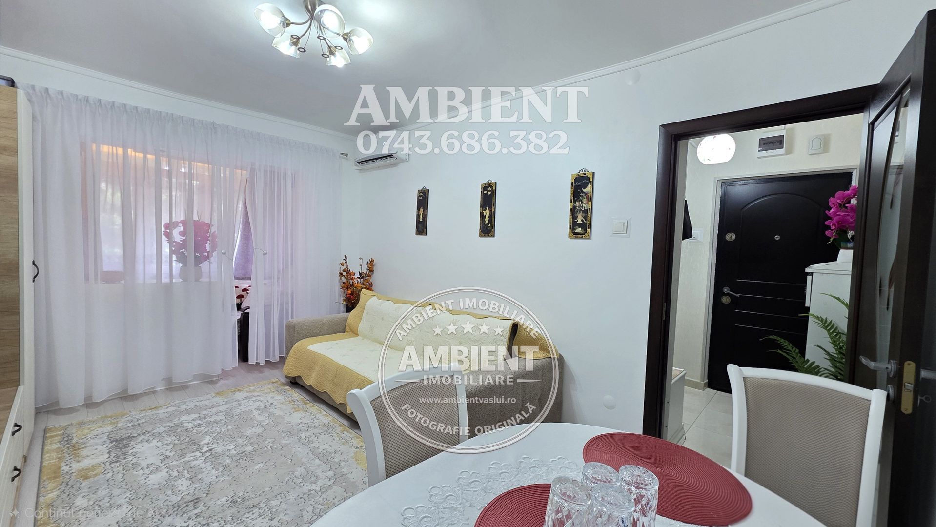 Apartament cu 2 camere, etaj 1, RENOVAT, nemobilat, VASLUI zona SMÂRDAN; - Poză 4