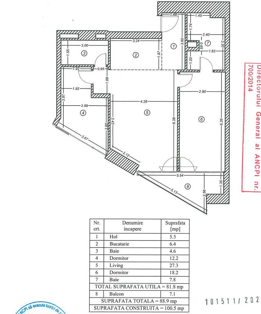 Apartament 3 camere - mobilat + parcare - One Verdi Park - Schiță 9