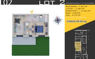 Apartament 2 Camere | Gradina Proprie si loc de parcare| Pallady - Schiță 13