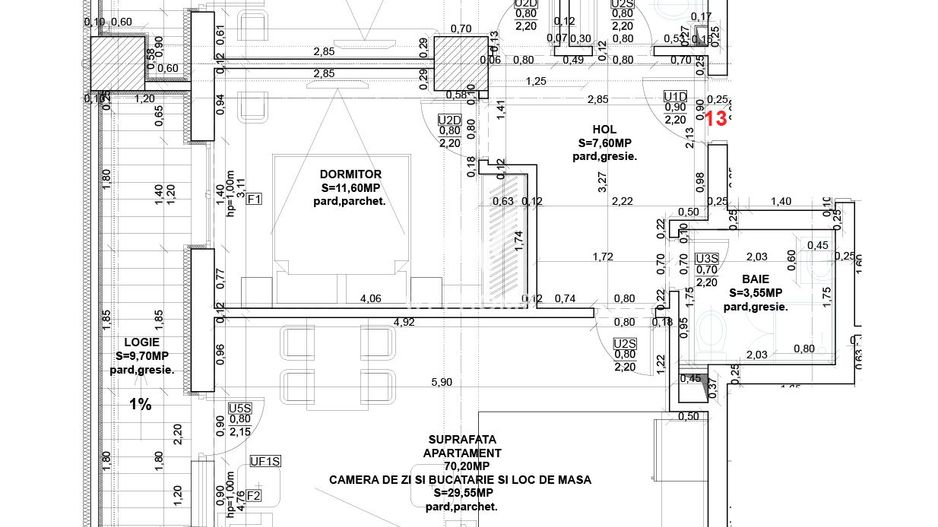 Apartament 3 camere, proiect nou, Calea Surii Mici, Sibiu - Schiță 2