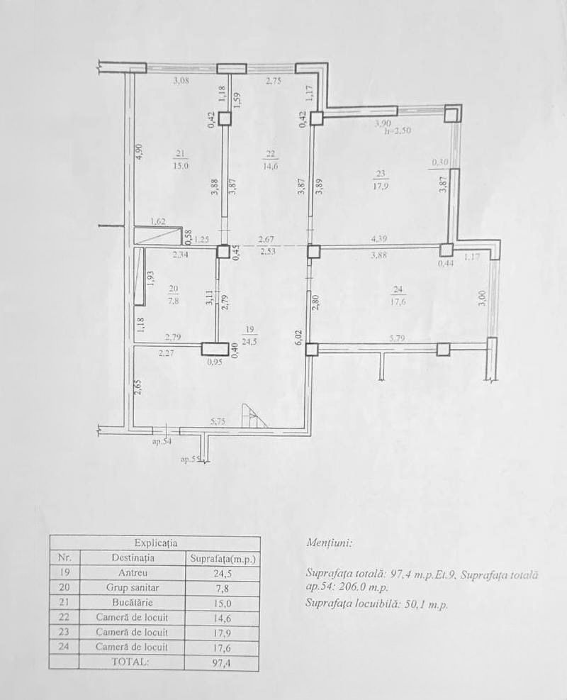Vânzare, penthouse, 4 camere, bulevardul Decebal, Botanica - Schiță 53