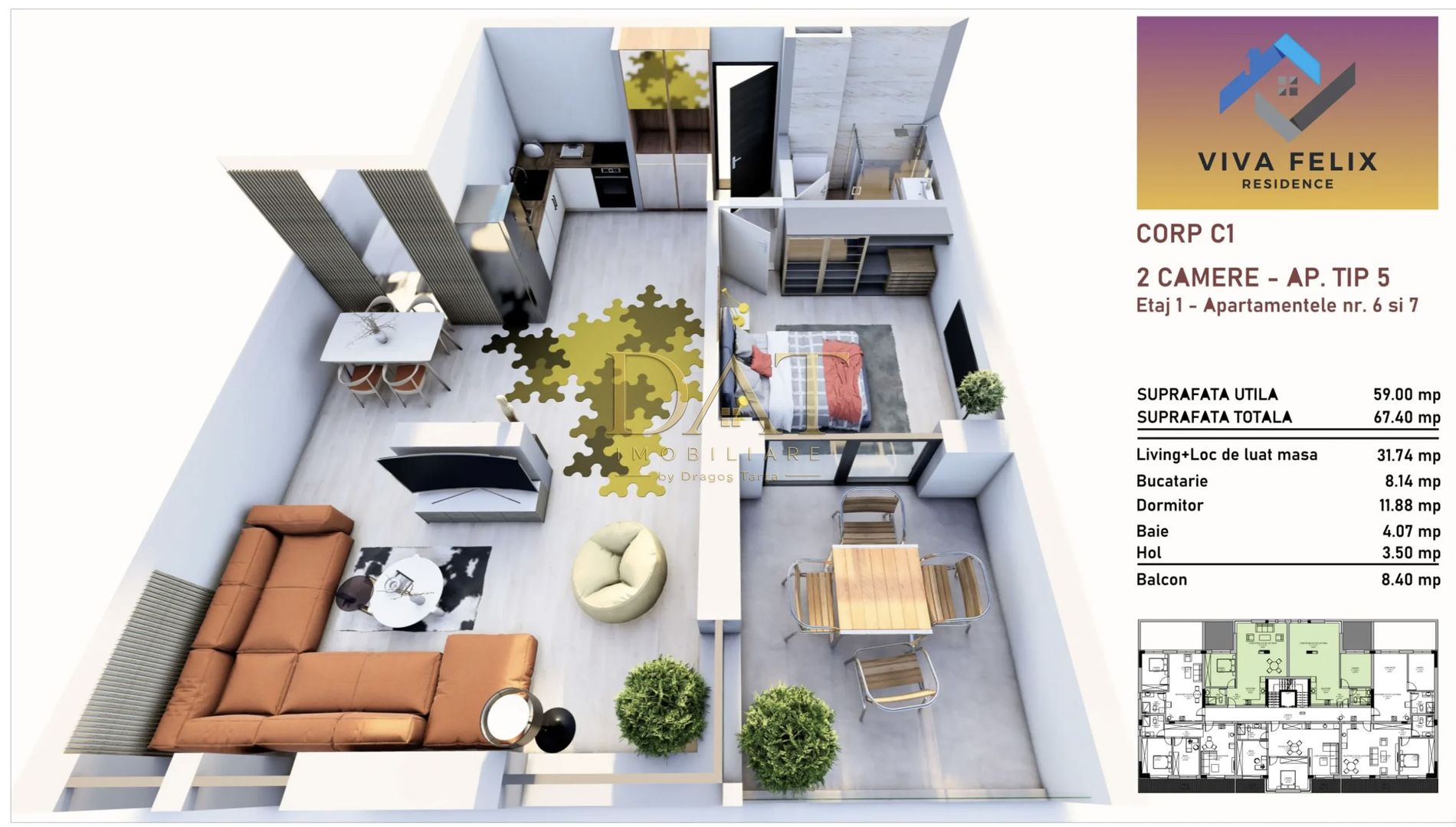 2 camere | finisat premium | parcare inclusa | VIVA RESIDENCE FELIX - Poză 13