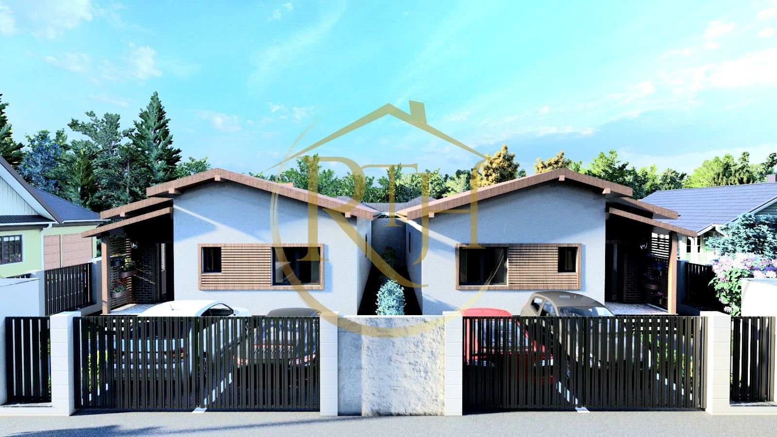 Oferim spre vanzare, Case tip duplex despartite prin spatiu verde, Giroc - Poză 7