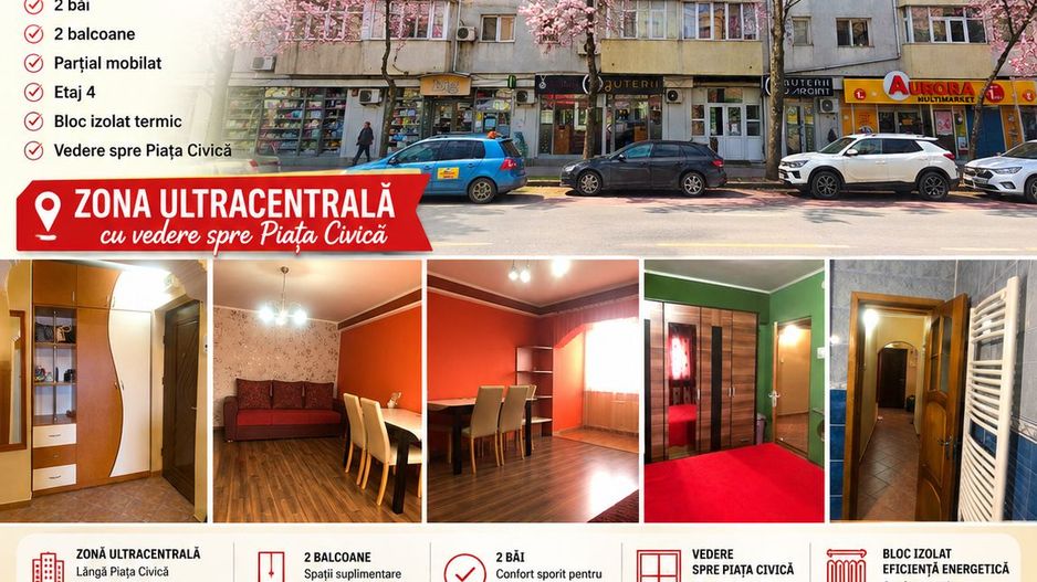 OFERTA VERII!! Apartament cu 3 camere, mobilat, VASLUI zona CENTRU - BIG; - Poză 1