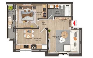 Apartament 2 camere 54mp | bucatarie inchisa |zona Ratiu | Selimbar - Schiță 7