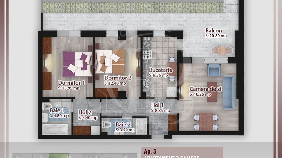 3 camere cu gradina -Incalzire in Pardoseala-Metrou Teclu - Schiță 9