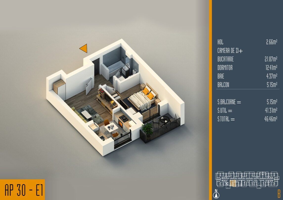 Oferta Lansare 2 camere tip studio proiect nou Pallady - Schiță 10