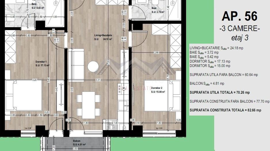 Apartament 3 camere Otopeni - TVA și parcare incluse - Schiță 7
