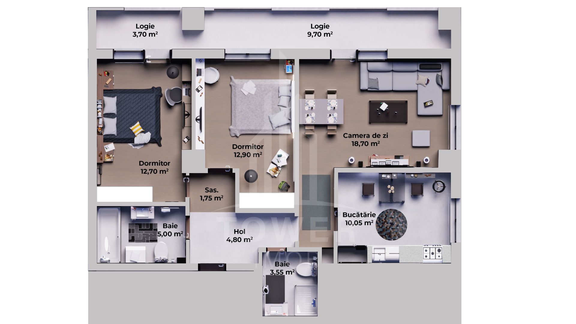 Apartament rezidențial NOU 3 camere - Poză 5